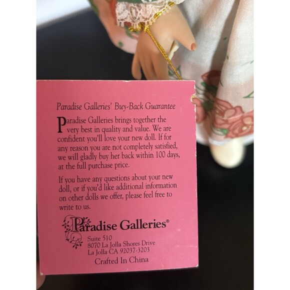 Paradise Galleries Porcelain Doll Collection 14” On Stand - Picture 4 of 4